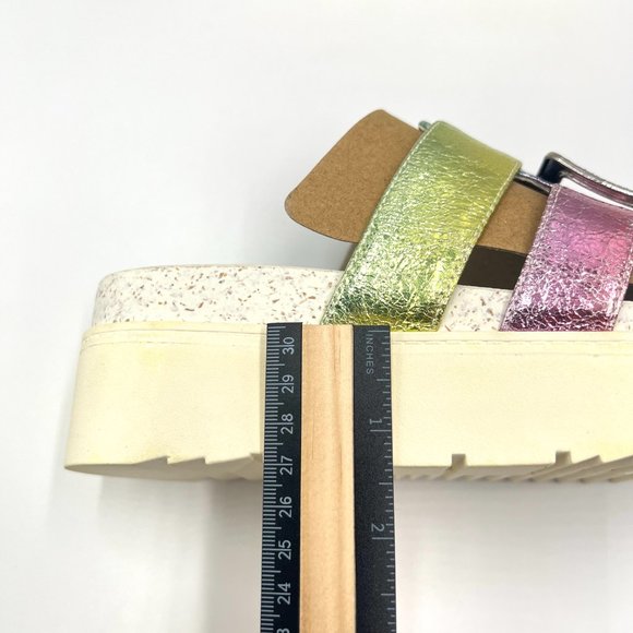 Franco Sarto Womens Patricia Pink‎ Silver Green Blue Platform Sandals 6.5 - Picture 12 of 13